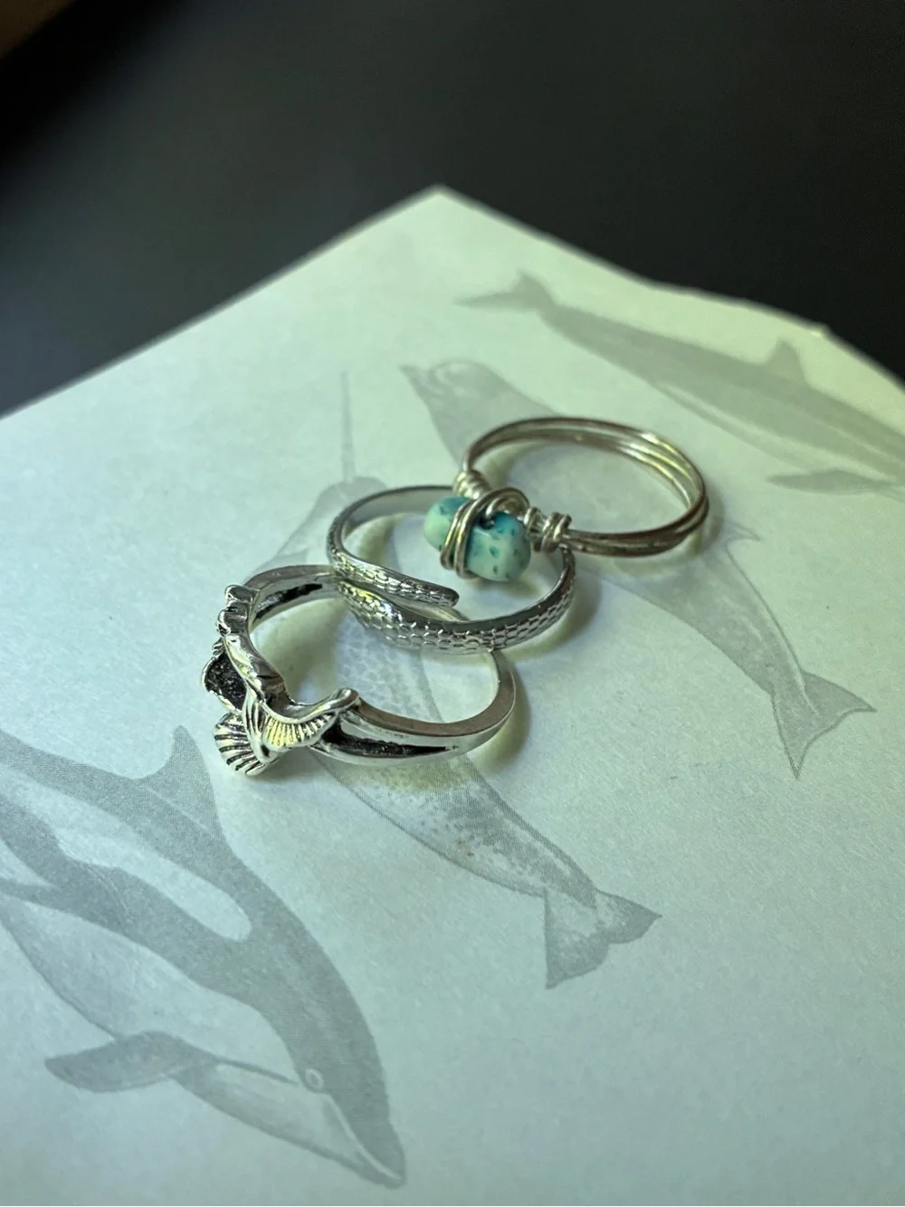 Silver boho ring set, size 7-9